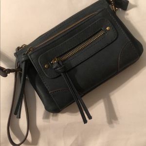 Dark teal small crossbody/wristlet